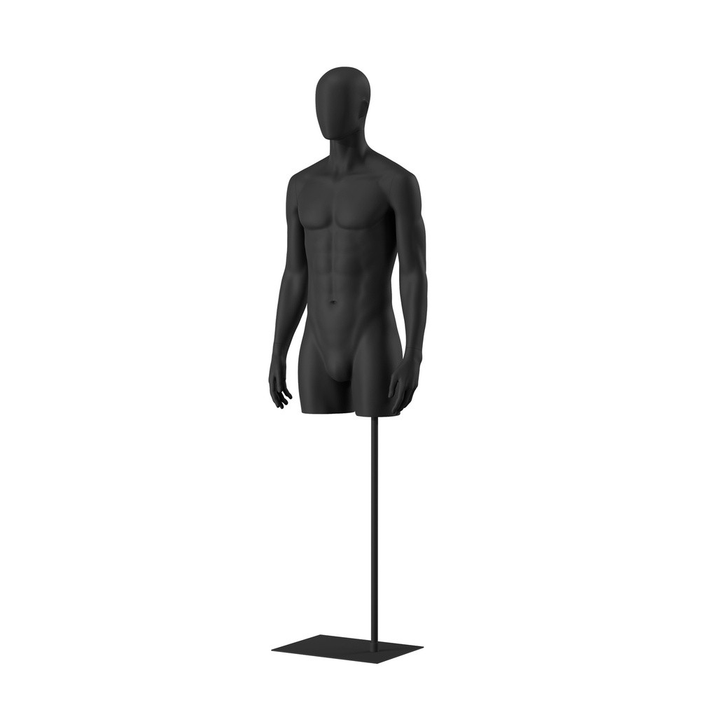 BINK - Male torso on stand, abstract head, black, pose 101