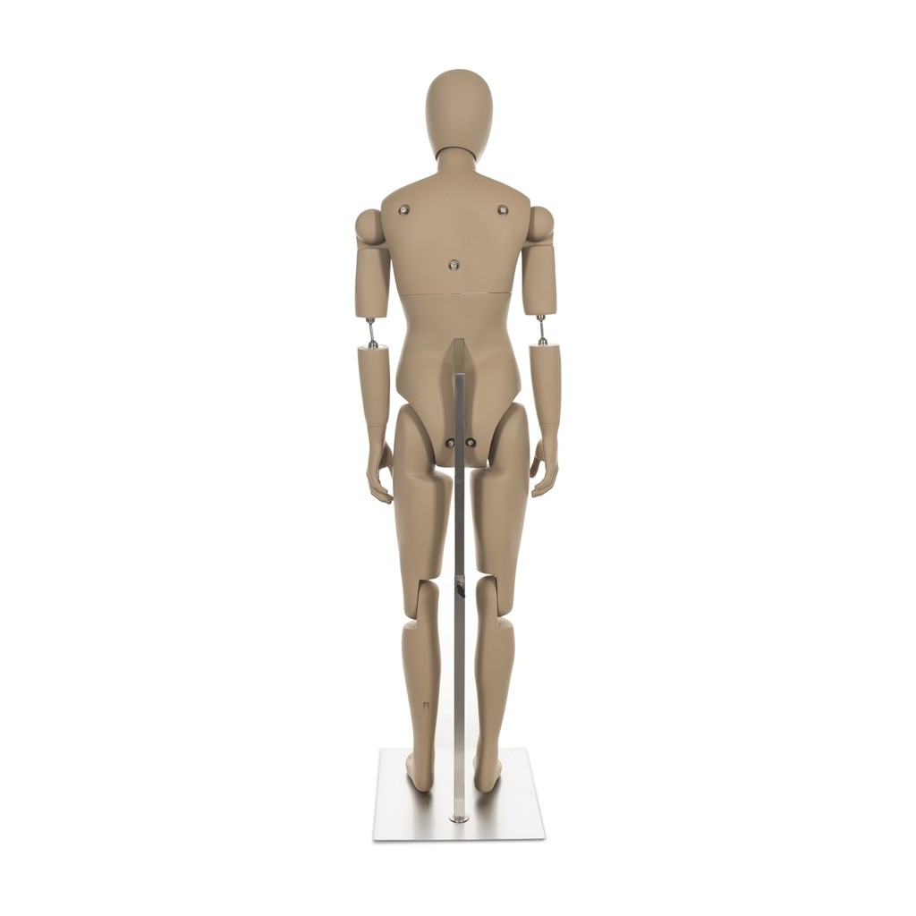 BINK - Bewegliche Herrenmannequin in Hautfarbe für Museumskleidung, abstraktes Haupt, verstellbar, Pose YM32+MH301