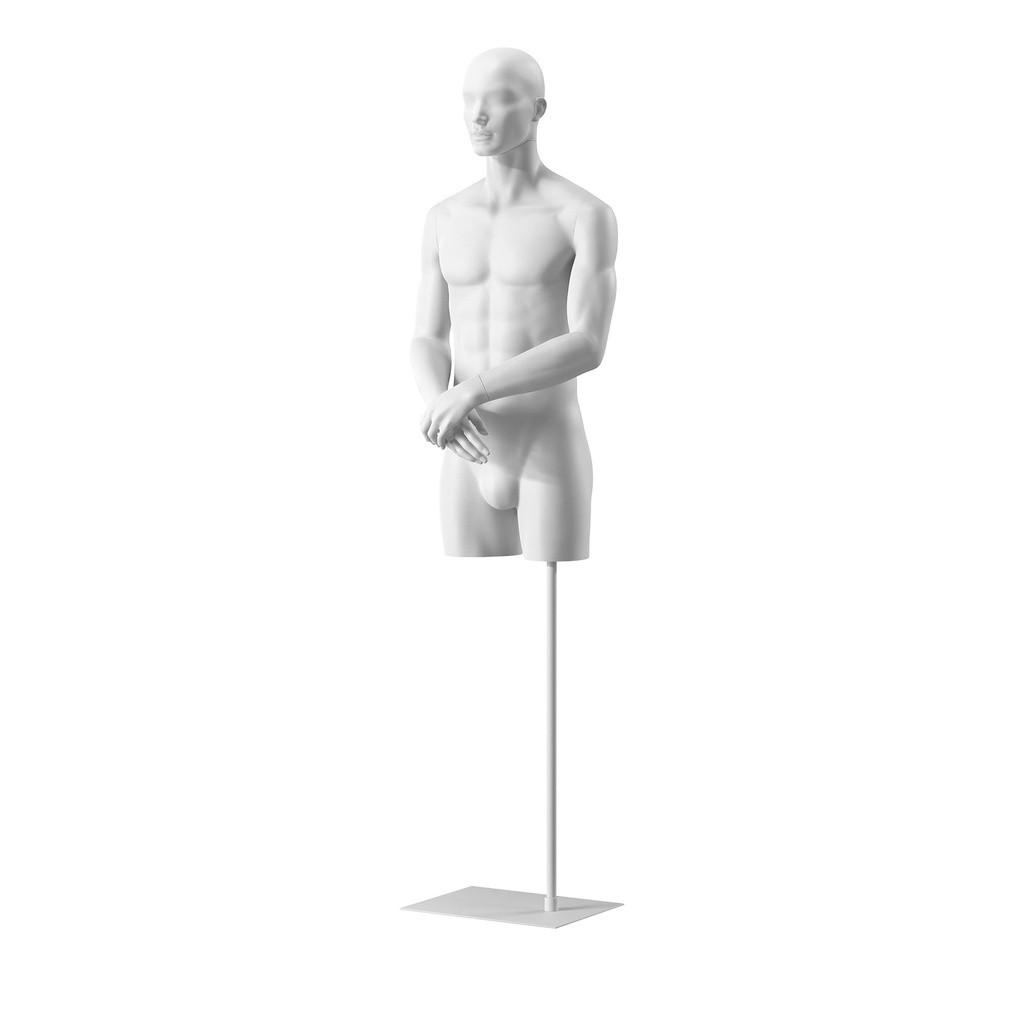 BINK - Male torso on stand, abstract head, white, pose 102