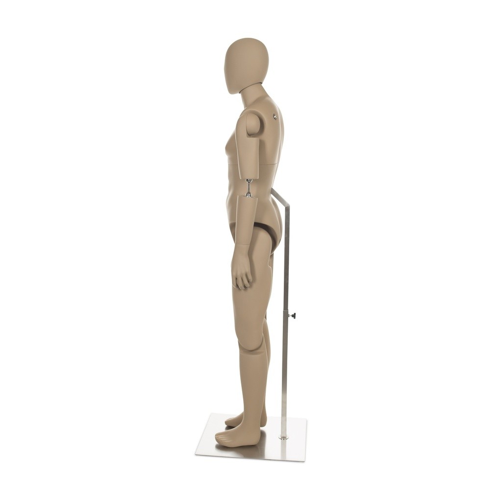 BINK - Bewegliche Herrenmannequin in Hautfarbe für Museumskleidung, abstraktes Haupt, verstellbar, Pose YM32+MH301