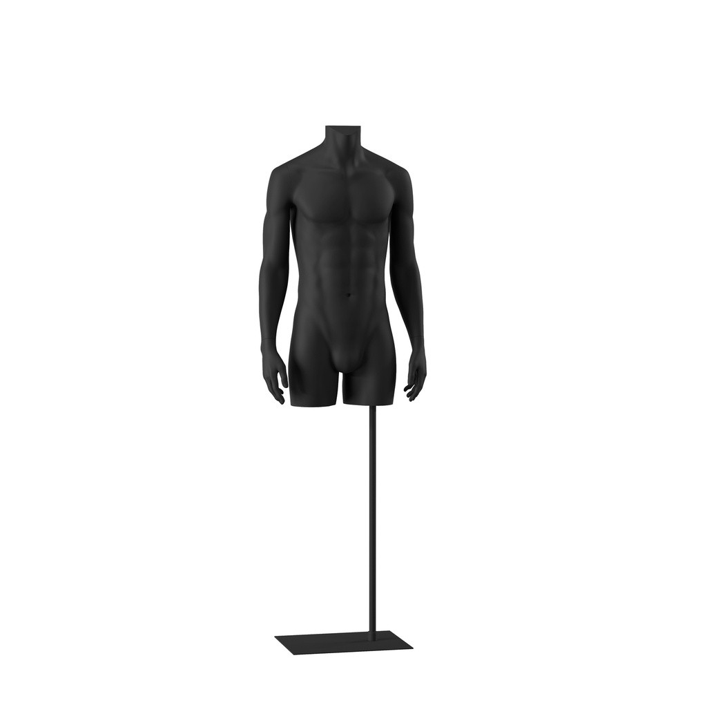 BINK - Male torso on stand, abstract head, black, pose 101