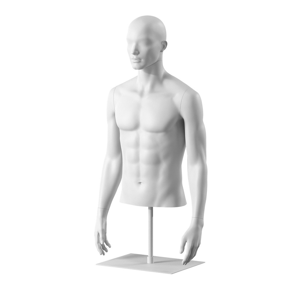 BINK - Male bust on stand, abstract head, white, pose 151