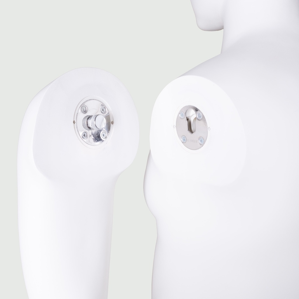 BINK - Maniquí hombre talla grande, cabeza semiabstracta, talla XXL, blanco mate, postura de pie 102