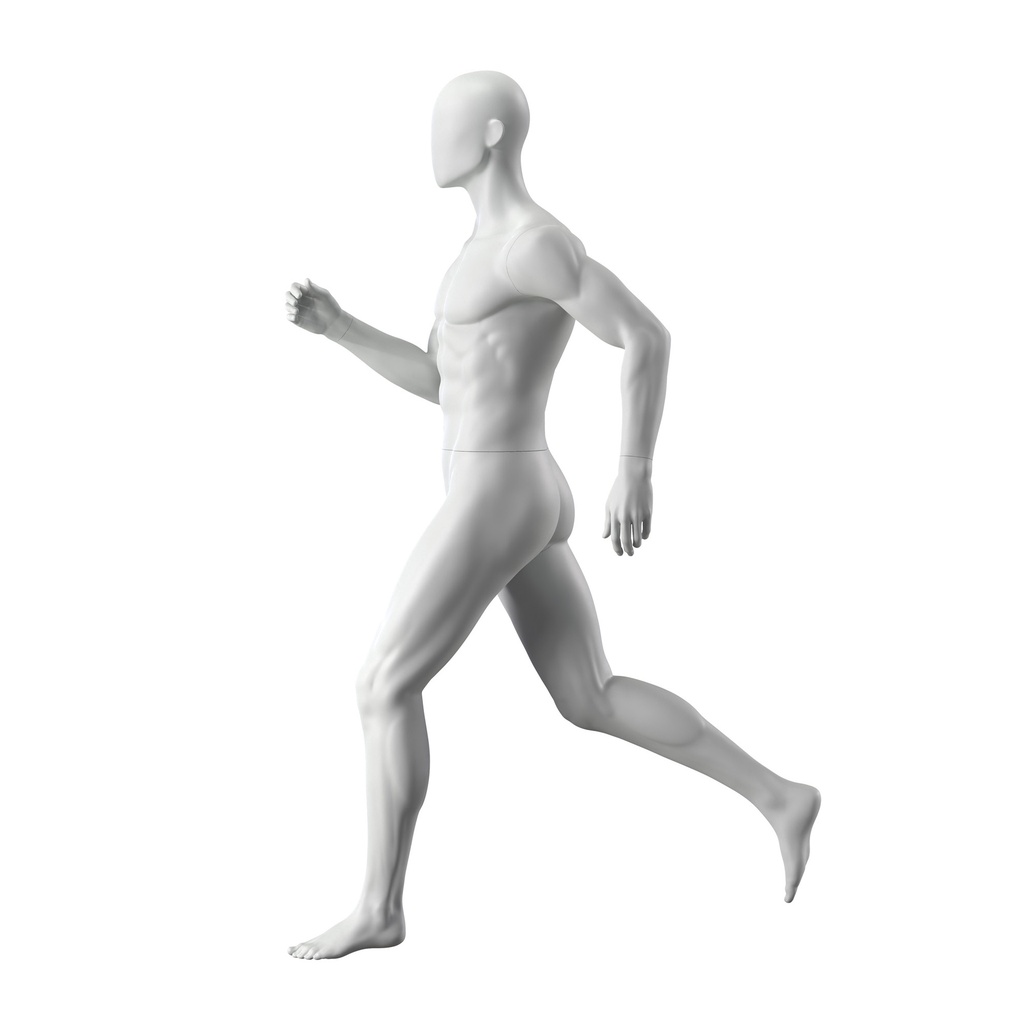 BINK - Mannequin sportif de course à pied, homme, gris, tête abstraite, pose debout 304
