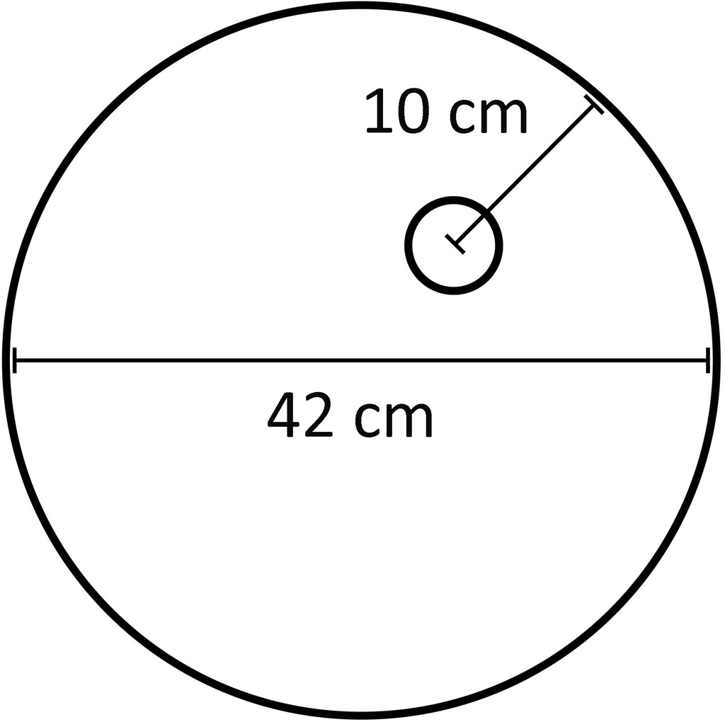 BINK - Round tempered glass base, dia 42 cm, M12 connector in chromed steel (10 cm)
