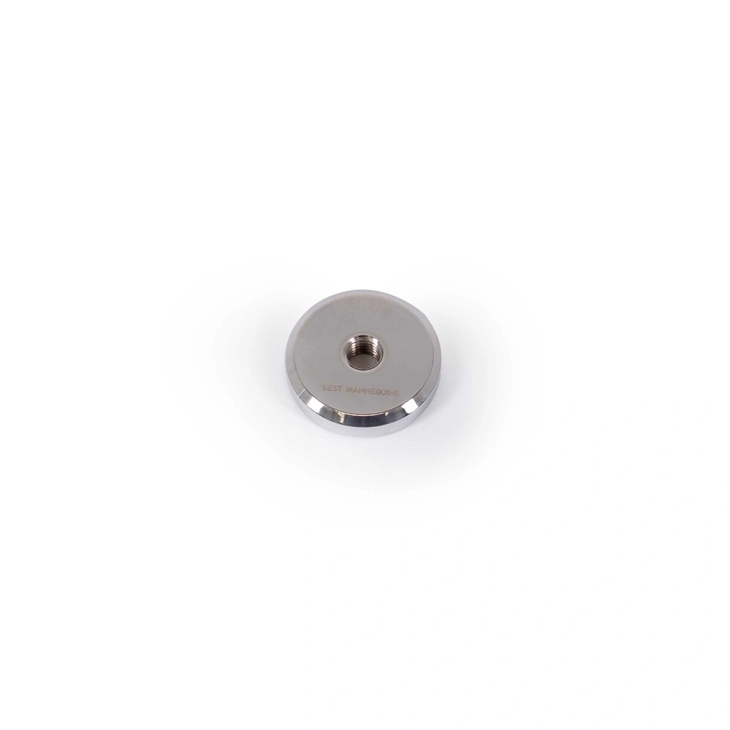 BINK - Round tempered glass base, dia 42 cm, M12 connector in chromed steel (10 cm)