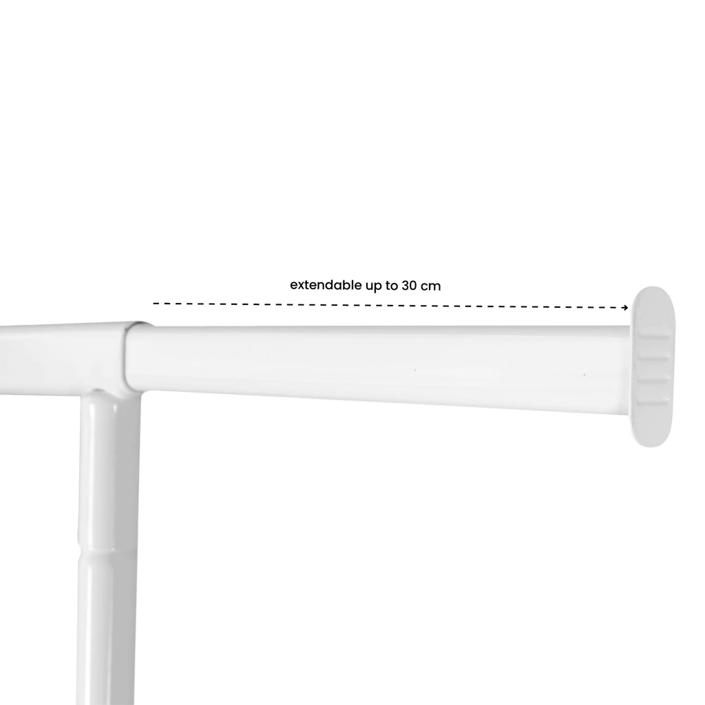 BINK - Rolling garment rack with wheels and adjustable middle bar, 100cm, white powder coating