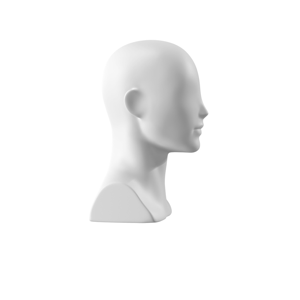BINK - Display met abstract gestilleerd herenhoofd voor accessoires, wit mat