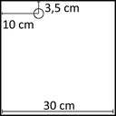 Vierkante voetplaat 30x30 cm, gepoederlakt staal wit, kuitpinconnector exclusief (10x3.5 cm)