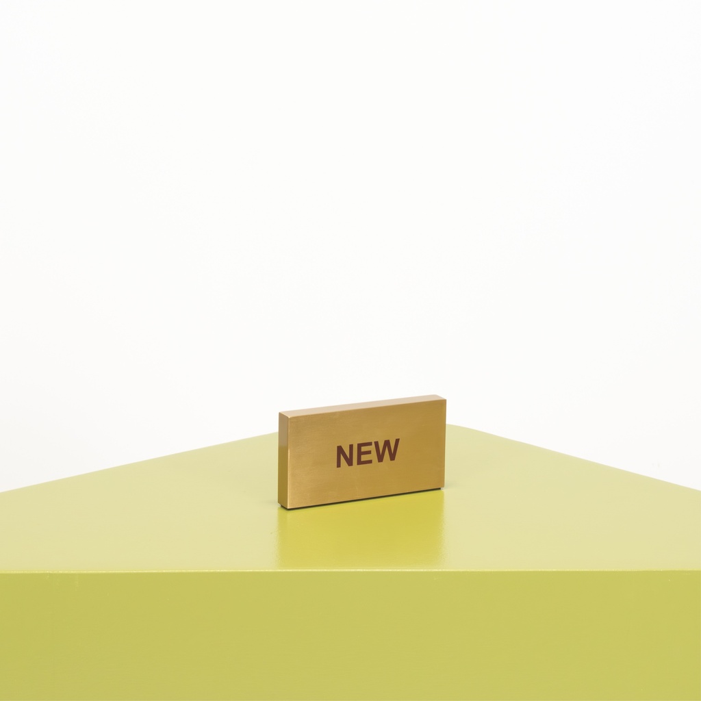 BINK - Presentation block "NEW", in brushed steel with gold finish