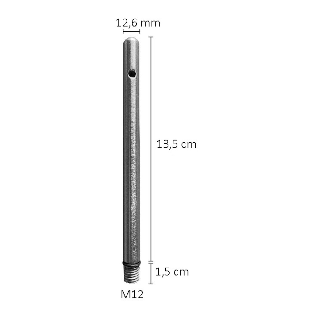BINK - Footpin 15 cm length , M12, steel, silver chrome