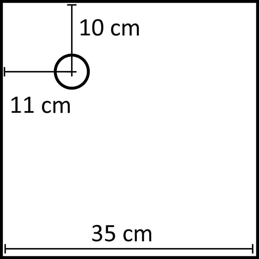 BINK - Square base 35x35 cm, powdercoated steel white, connector position 11x10 cm