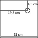 Vierkante voetplaat met kuitpin connector, 25x25 cm, gepoederlakt staal wit 