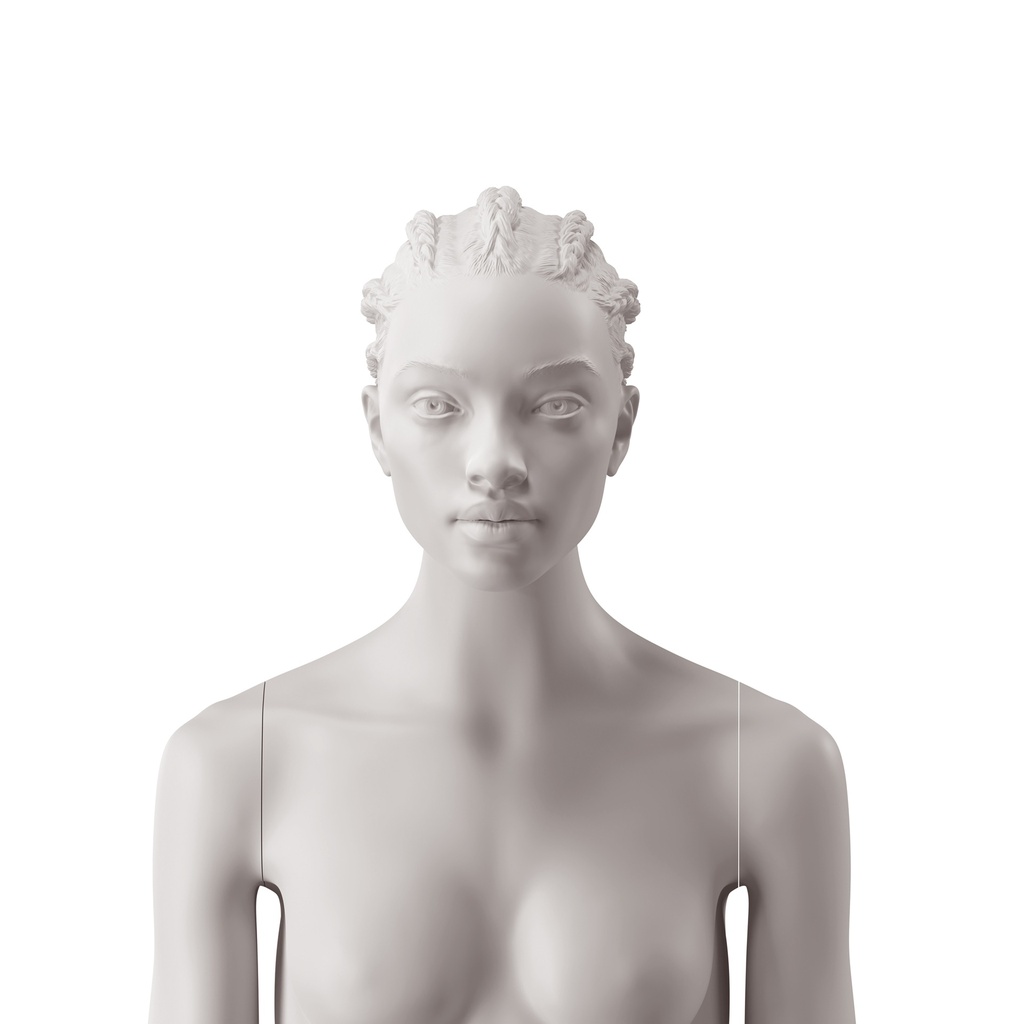 BINK - African woman's head with stylised hair, light grey colour 