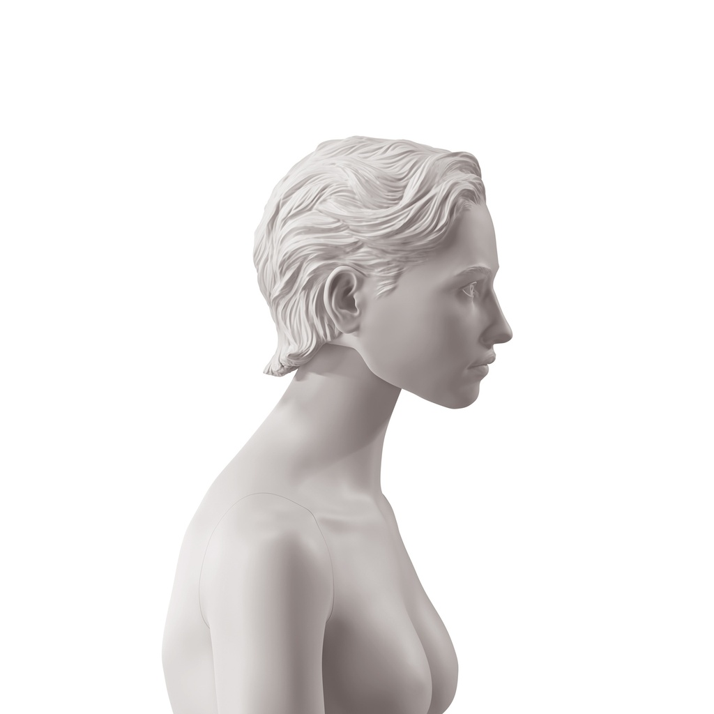 BINK - Gender-neutral head with stylised hair, light grey colour