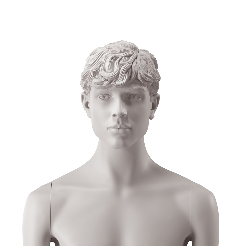 BINK - Men's head with stylised wavy hair, light grey colour