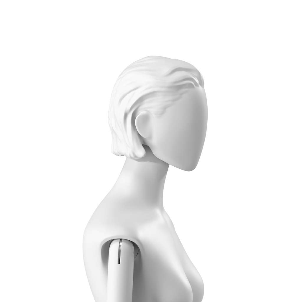 BINK - Abstract woman's head with stylised hair slicked back, white colour