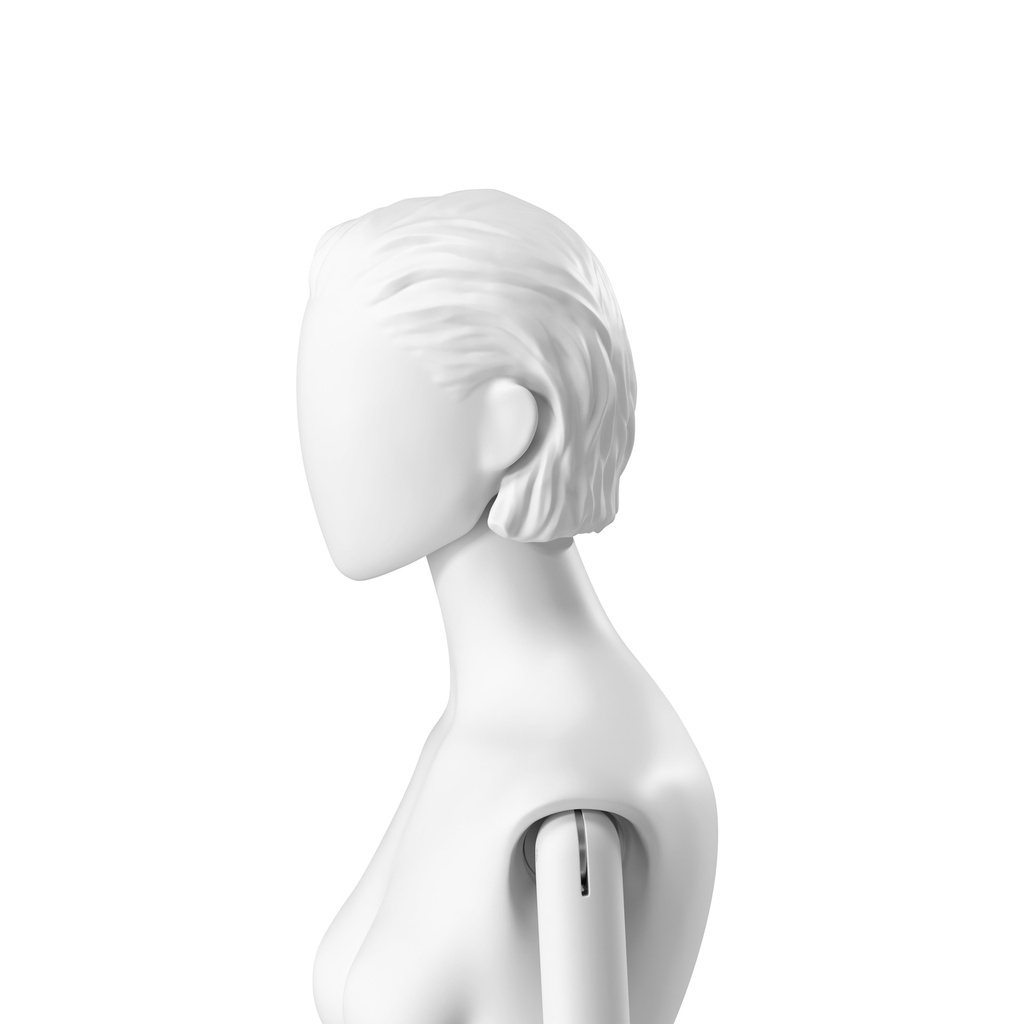 BINK - Abstract woman's head with stylised hair slicked back, white colour