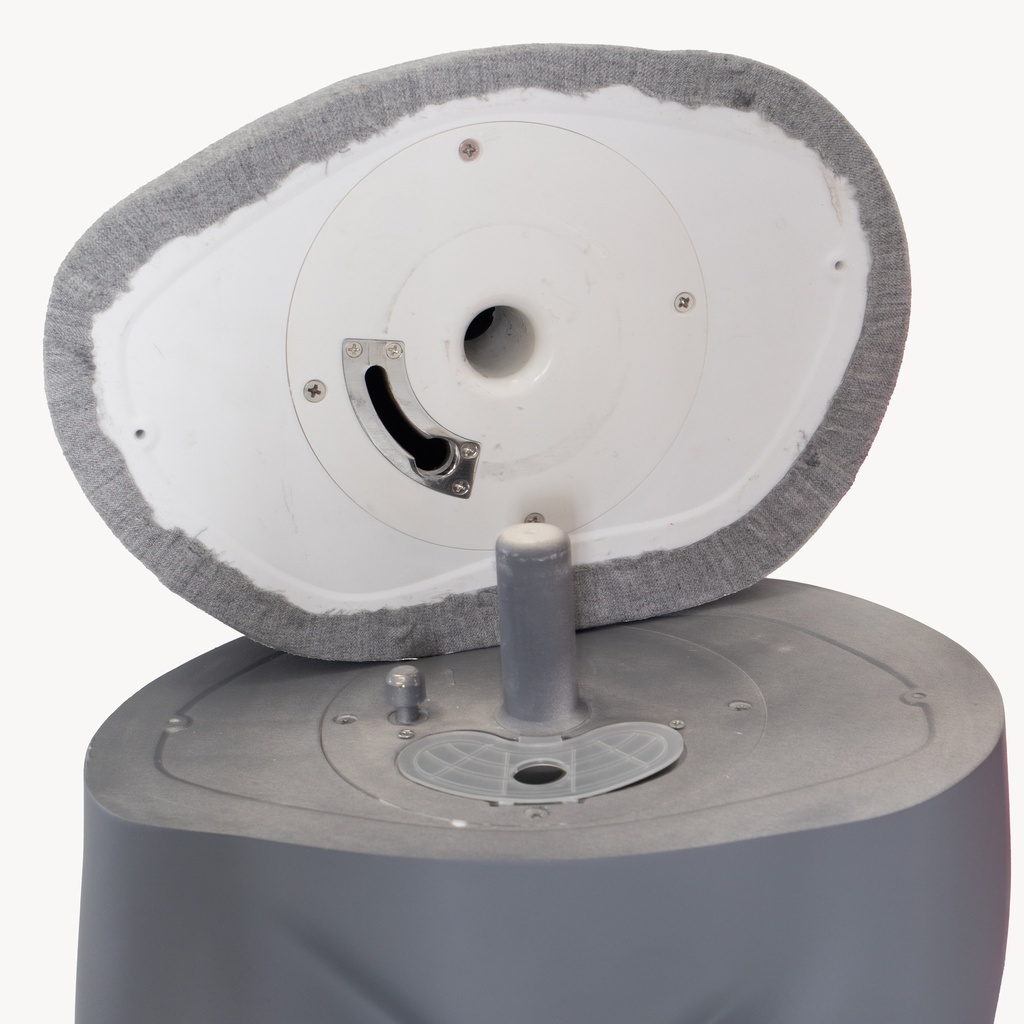 BINK - Female mannequin, covered in fabric, gray, with wooden hands, metal base