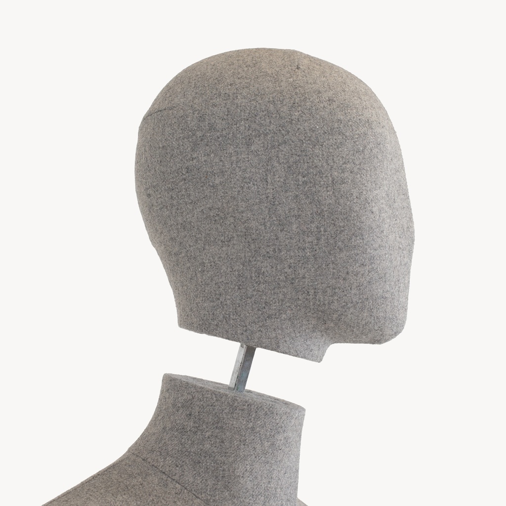 BINK - Male mannequin, covered in fabric, gray, with wooden arms, metal base