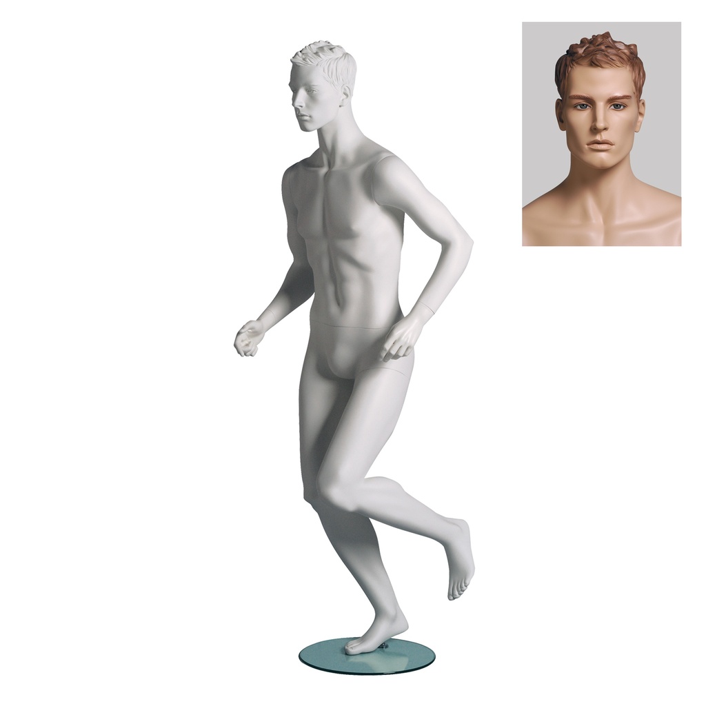 BINK - Maniquí masculino de escaparate cabello esculpido, todo deporte