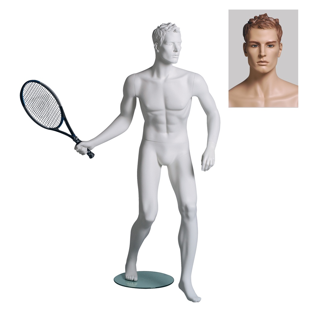BINK - Maniquí masculino de escaparate cabello esculpido, todo deporte