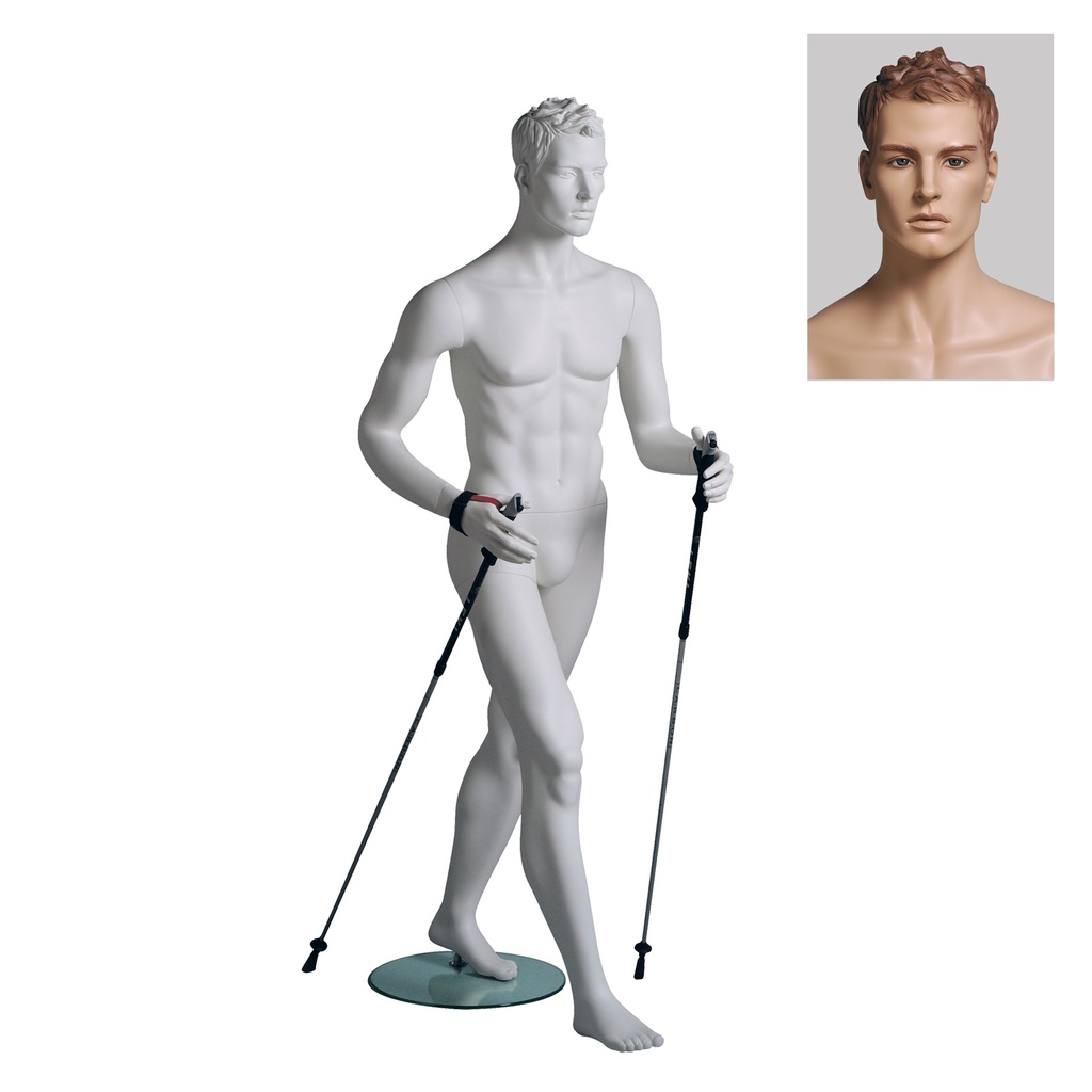 BINK - Maniquí masculino de escaparate cabello esculpido, todo deporte