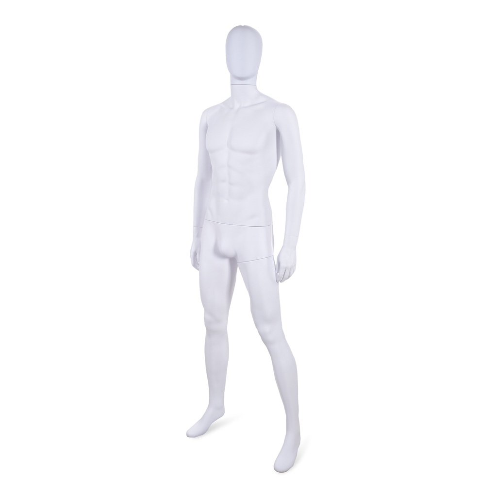 BINK - Unbreakable male mannequin, abstract head, recyclable mannequin made from ABS plastic, matte white, pose 10