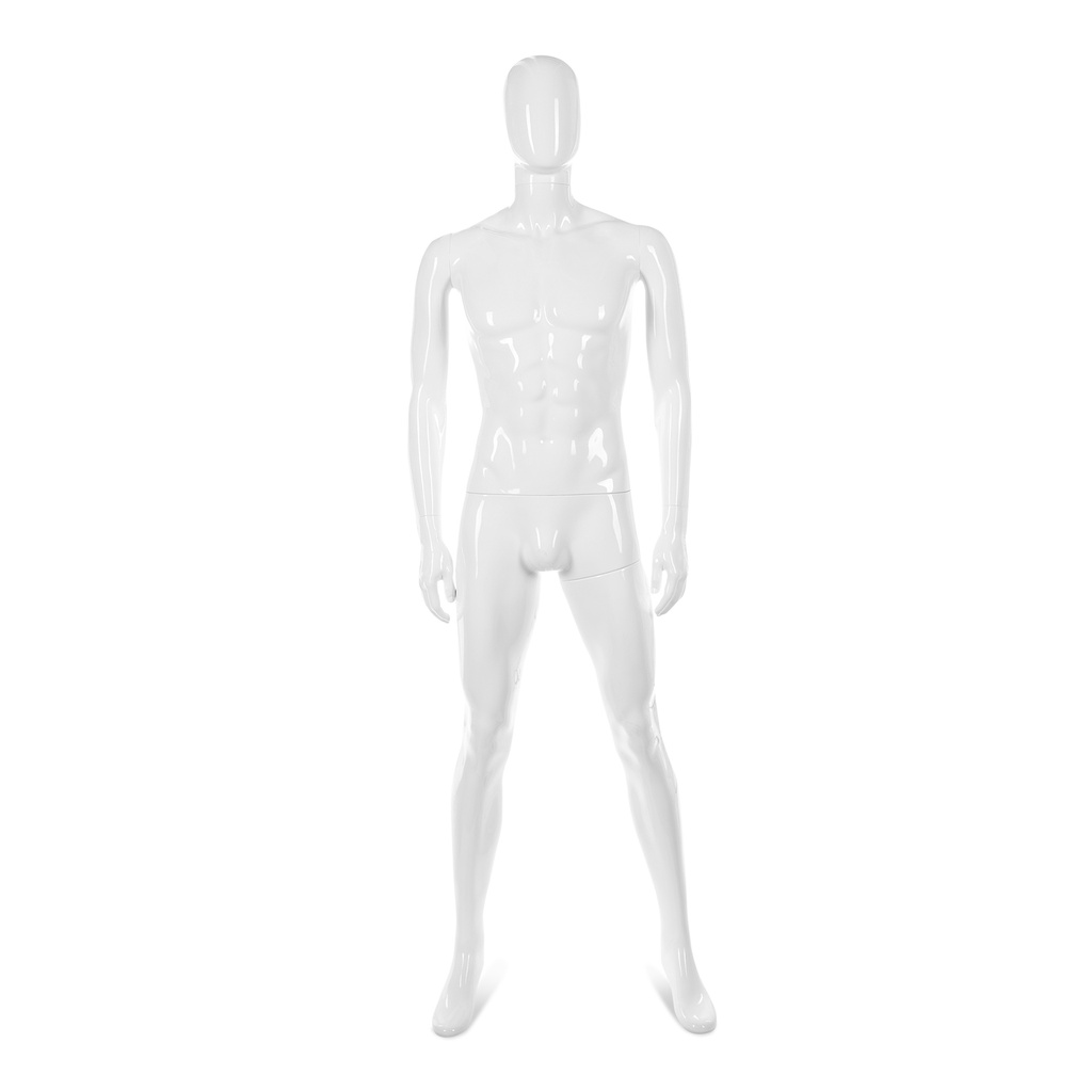 BINK - Unbreakable men's mannequin, abstract head, recyclable mannequin made of ABS plastic, glossy white, pose 10