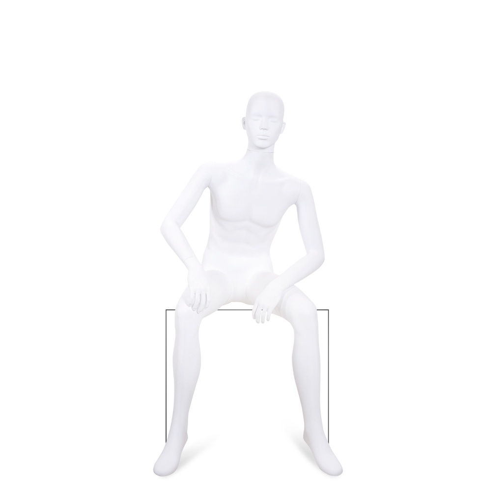 BINK - Onbreekbare heren mannequin, semi-abstract hoofd, recycleerbare mannequin uit ABS plastic, wit mat, pose 12