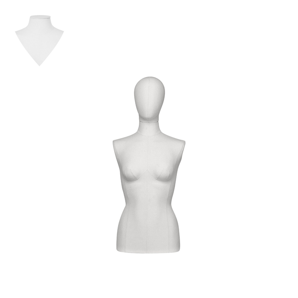 BINK - Busto de costura mujeres hasta las caderas, talla 36/38, cubierto con tela blanca, cabeza desmontable.