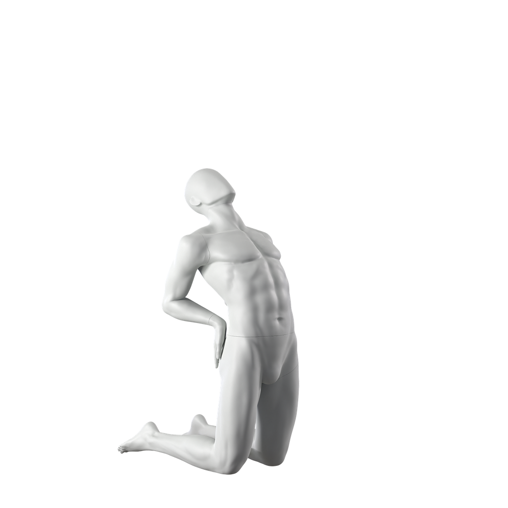 BINK - Mannequin sportif de yoga, homme, gris, tête abstraite, pose assise 307