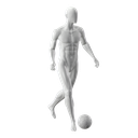 Voetbal sport heren mannequin, grijs, abstract hoofd, staande pose 322