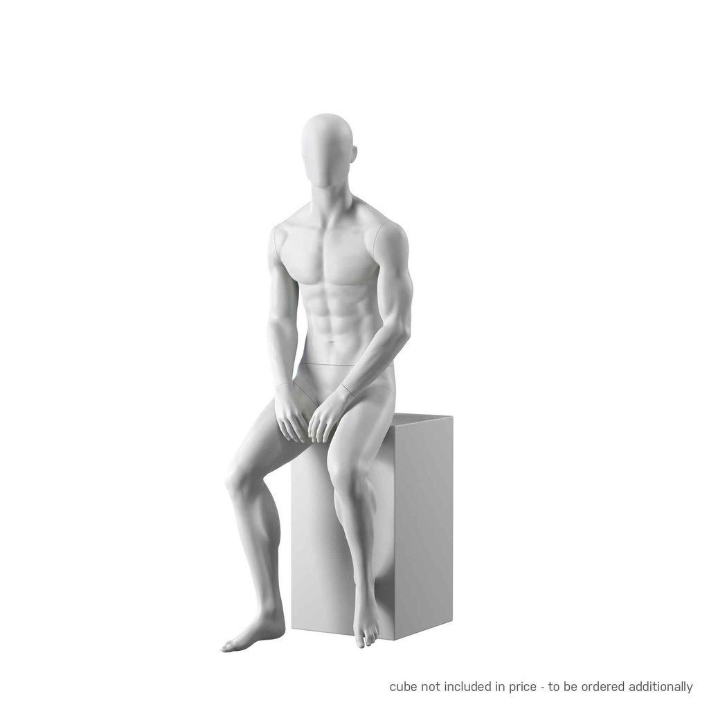 BINK - Mannequin sportif, homme, gris, tête abstraite, pose asisse 326