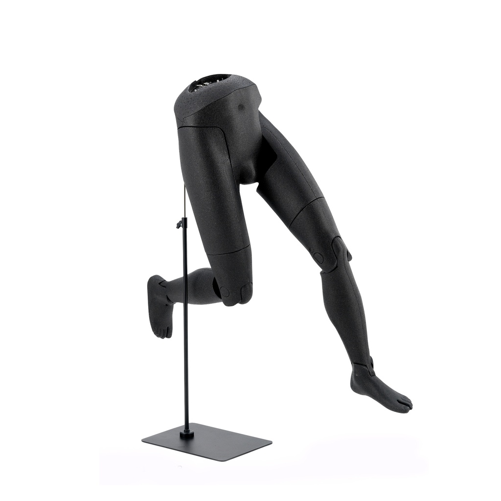 BINK - Présentoir jambes articulé, homme, noir, avec socle noir avec connexion dorsale