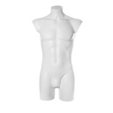 Torso masculino de plástico, plástico reciclable blanco, postura 2005U_WH.