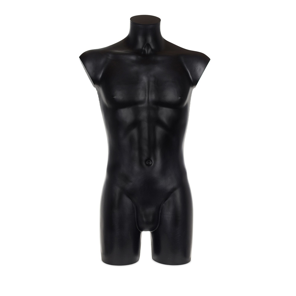 BINK - Torso masculino de plástico, plástico reciclable negro, con conexión en la espalda, postura 2005UB_BL.