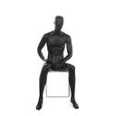 Zwarte heren mannequin, met abstract hoofd, pose 23