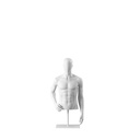Witte abstracte herentorso, met abstract hoofd, wit gepoederlakte metalen voetplaat, pose 151