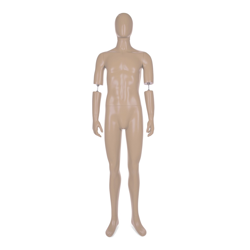 BINK - Beweegbare herenmannequin in huidskleur voor museumkledij, abstract hoofd, verstelbaar, pose YM35+MH301