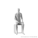 Maniquí masculino abstracto blanco, con cabeza abstracta, postura sentada MM104