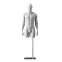 Sportlicher Torso mit Beinen Herr, grau, Metallsockel, abstrakter Kopf, Pose 501