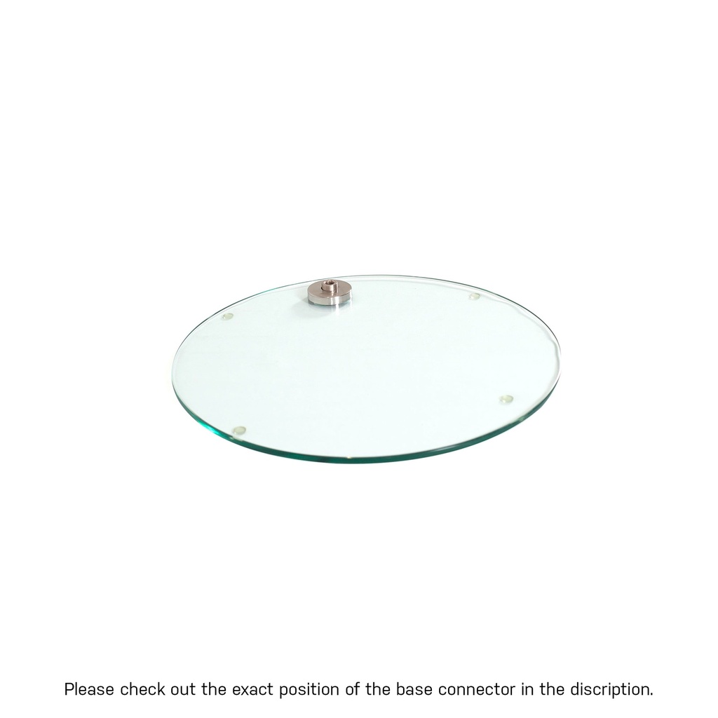 BINK - Round tempered glass base dia 32 cm, M12 connector in brushed nickel (5 cm)