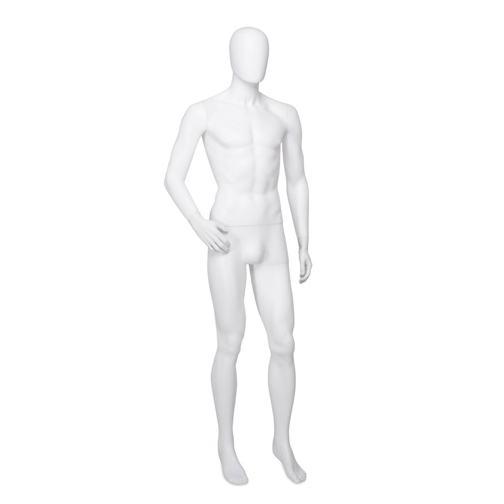 BINK - Mannequin pas cher, homme, tête amovible, blanc mat, pose debout 04BN