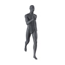 Mannequin sportif de course à pied, homme, gris graphite, tête abstraite, pose debout 304 