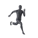 Mannequin sportif de course à pied avec prothèse de jambe, homme, gris graphite, tête abstraite, pose debout 405