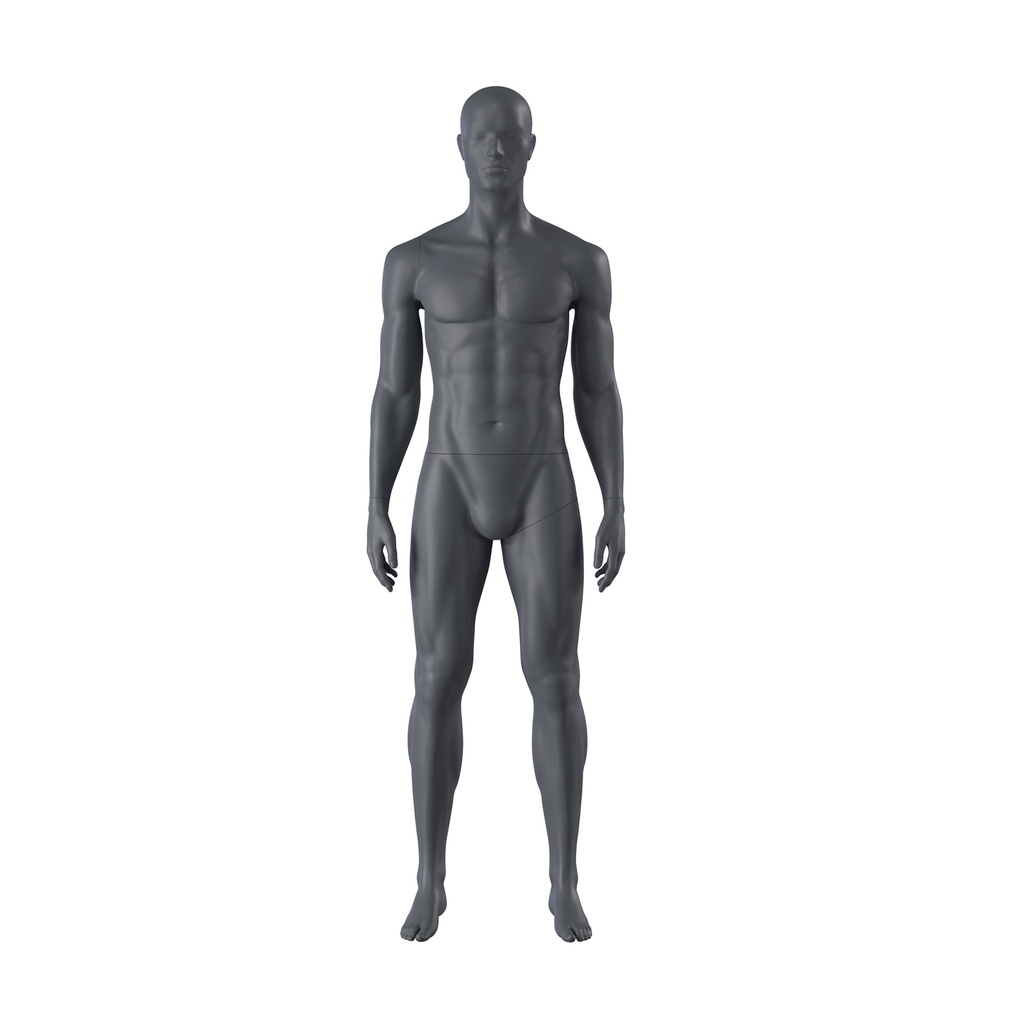 BINK - Mannequin sportif, homme, gris graphite, tête abstraite, pose debout 301 