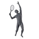 Mannequin sportif de tennis et de padel, homme, gris graphite, tête abstraite, pose debout 313