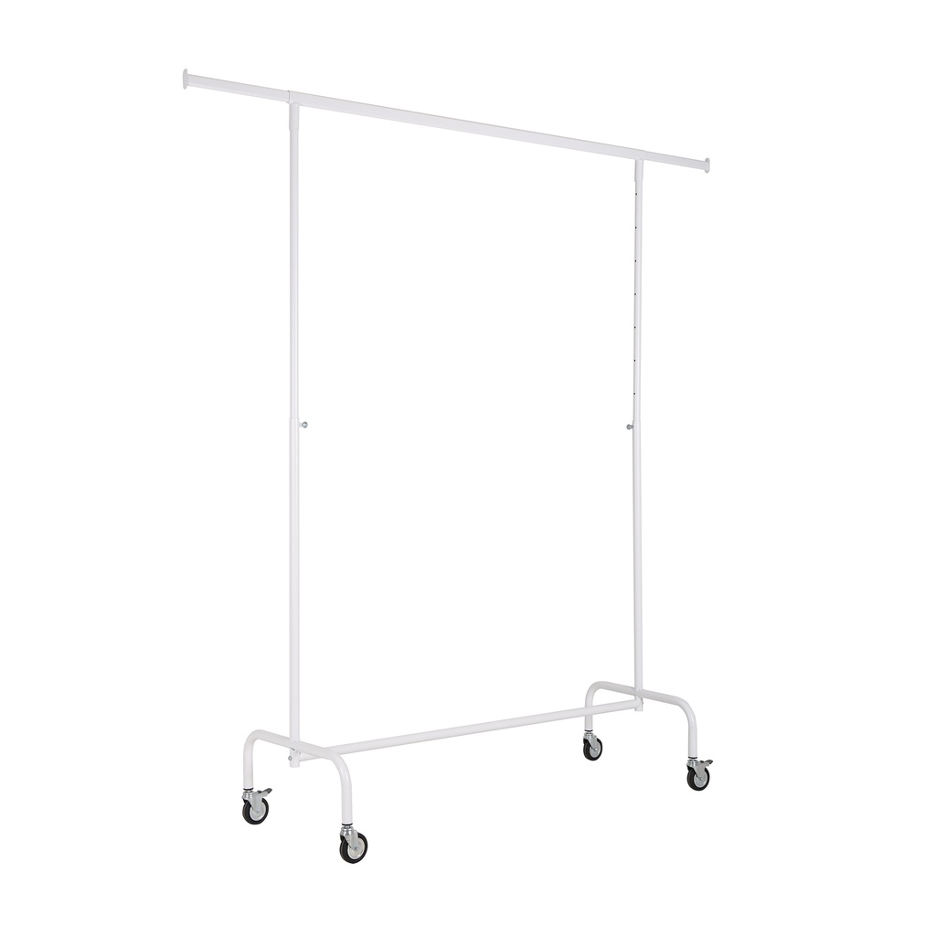 BINK - Rolling garment rack with wheels, 140cm, height adjustable, white powder coating
