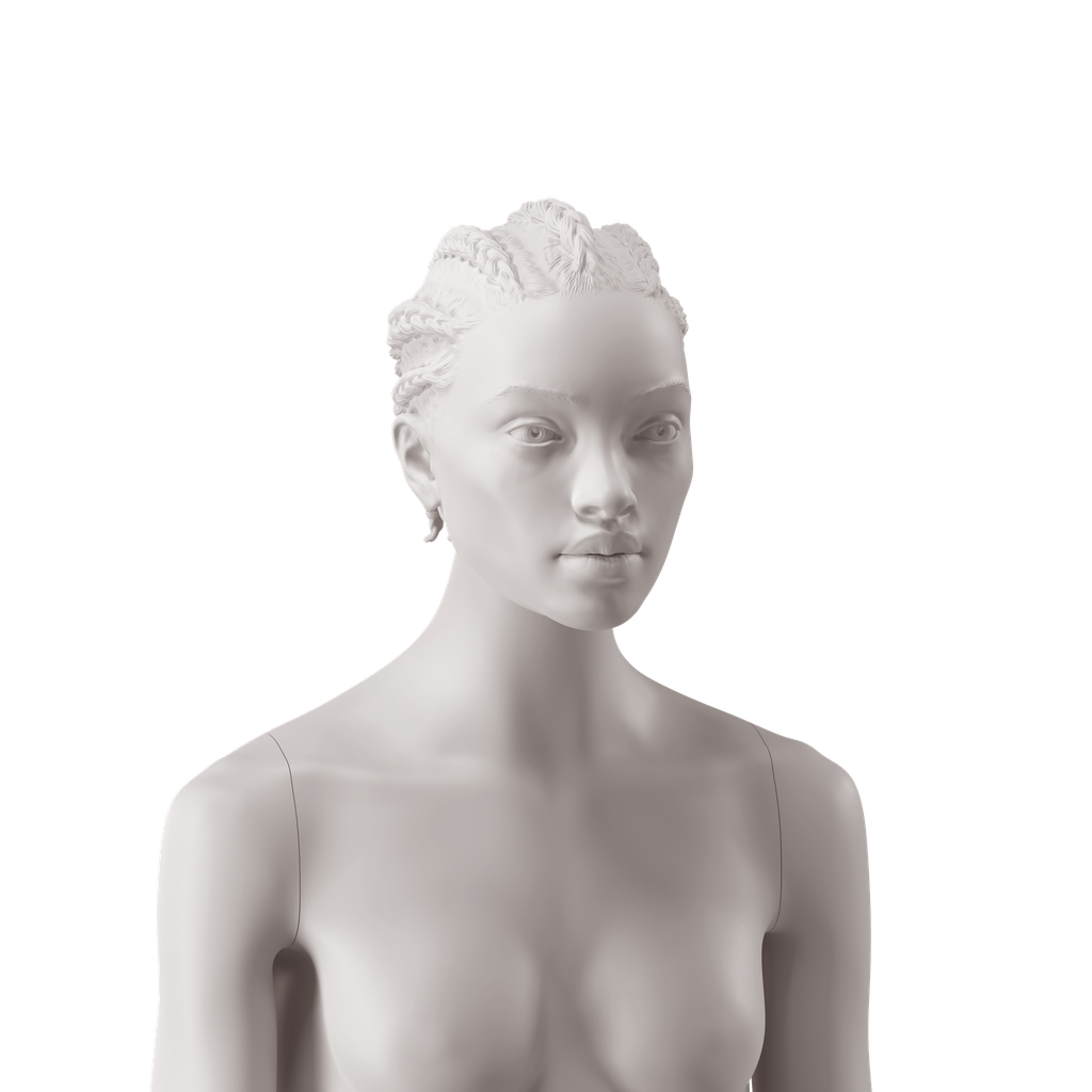 BINK - African woman's head with stylised hair, light grey colour 